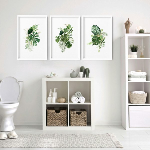 Art for bathroom walls uk | set of 3 Tropical wall prints