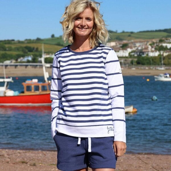 Lazy Jacks LJ131S - Striped Crew Neck Sweatshirt - White