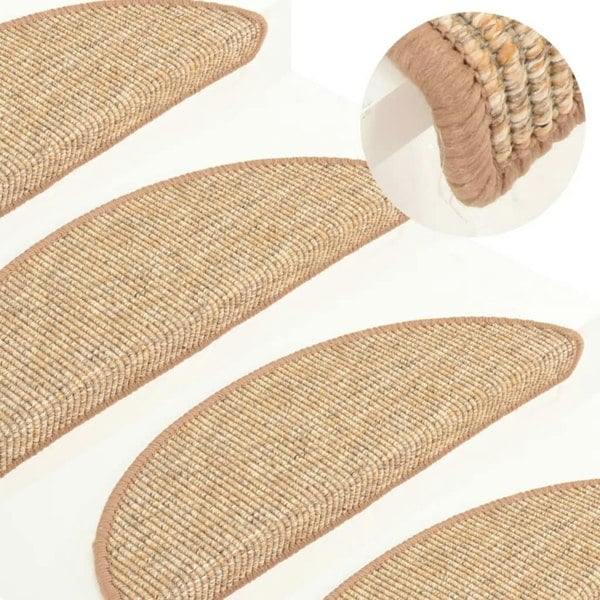 Berkfield Stair Mats Self-adhesive 15 pcs 56x17x3 cm Light Brown