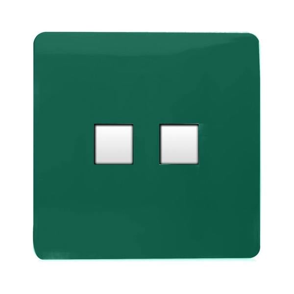 Trendi Switch 2 Gang Cat 3 Telephone Slave Socket in Dark Forest Green
