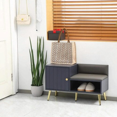 Bobobiy Shoe Storage Unit, with Padded Seat - Grey