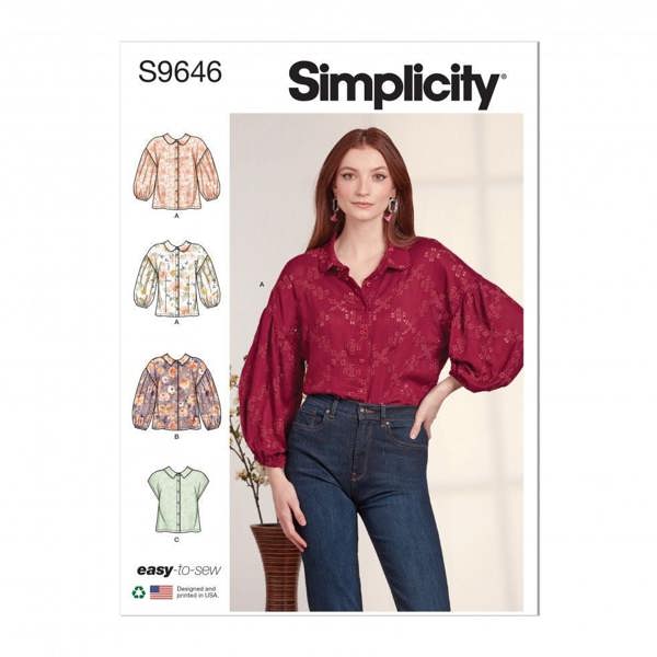 Simplicity Sewing Pattern 9646, Tops for Women, K5 (8-10-12-14-16) - Easy