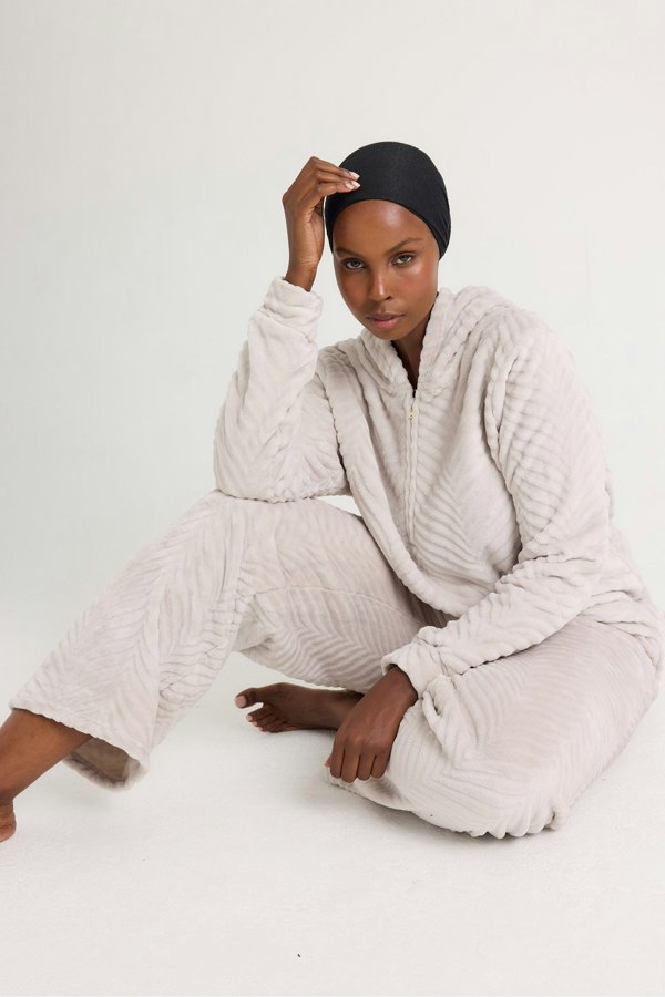 Cosy Chevron Lounge Suit in Almond - Loungewear