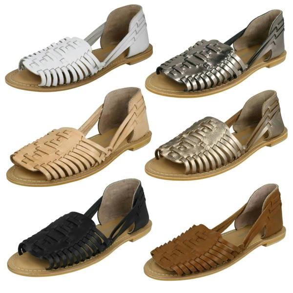 Leather Collection Ladies Leather Collection Flat Weave Sandals F00145