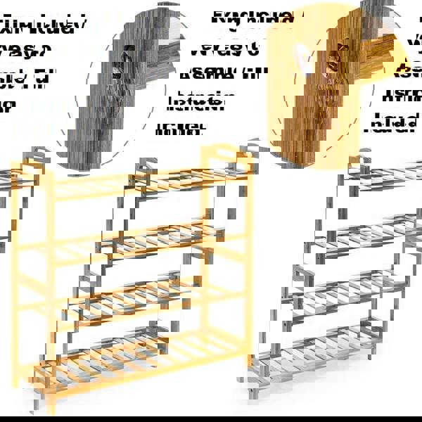 MANTRARAJ 4-Tier Bamboo Shoe Rack Storage Shelf Wooden Storage Shelves Plants Shoe Storage Organizer