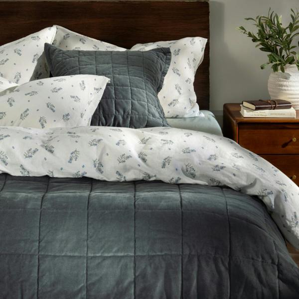Soak&Sleep Smoky Teal Velvet Cotton Bedspread and Cushion Bundle