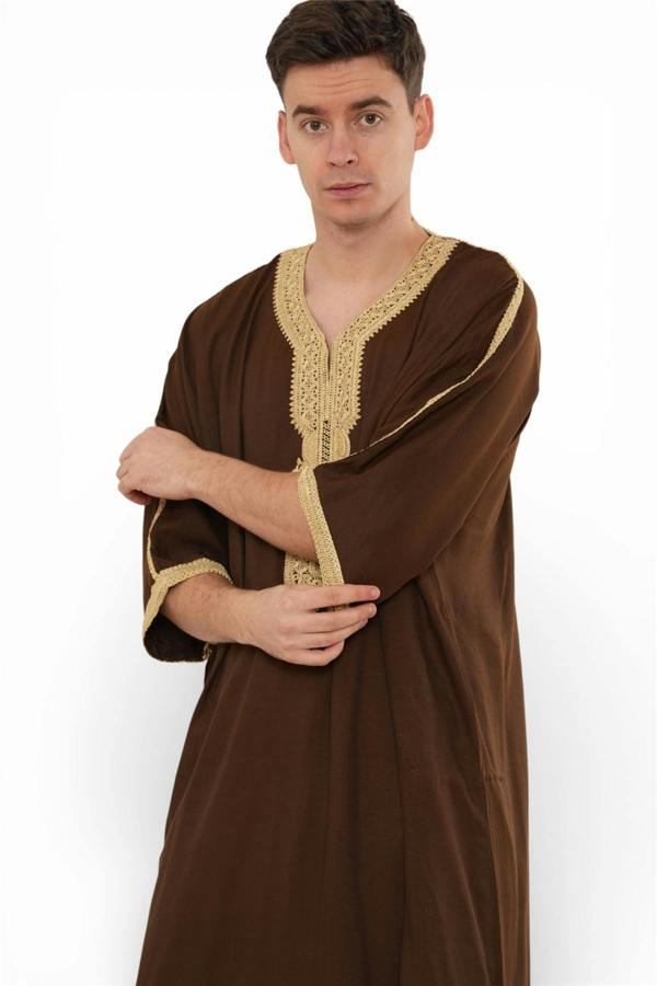 Infinity Leather Men's Ramadan Moroccan Thobe Robe Djellaba Gandoura Eid Jubba- HM67