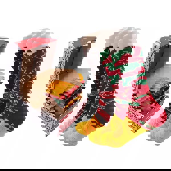 Anyfootwear 3 Pairs Multi-color Black Size 5-11 Fashion Socks With Pizza Sushi Design Happy Harajuku Skate Cotton Comfortable To Wear Christmas Gift