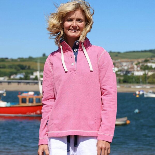 Lazy Jacks LJ301 - Pique Button Neck Sweatshirt - Salmon