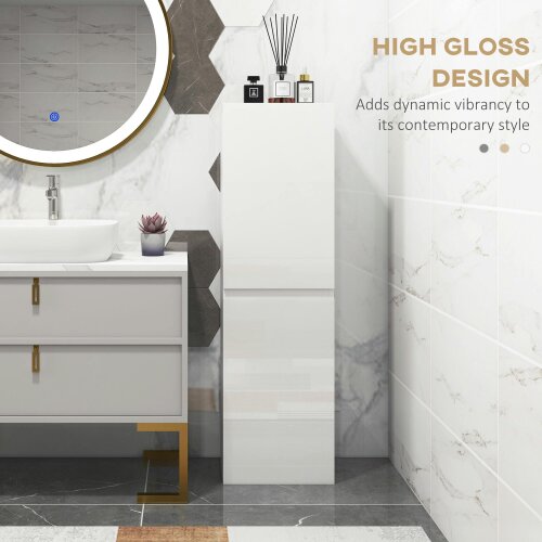 kleankin Bathroom Storage Unit with 2 Cupboards and Shelves, White