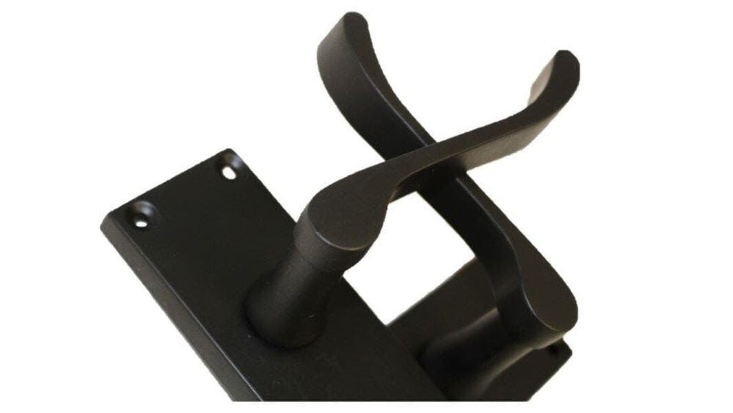 EDH Door Hardware Matt Black Victorian Scroll Door Handles on Backplate – 118mm x 42mm