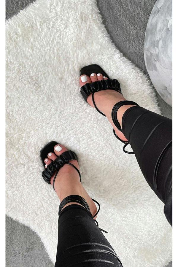 Zizi Strappy Mule Heels - Black