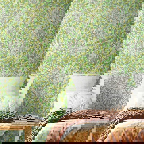 Hoopla Walls Honeysuckle Leaf Trail - Duckegg Blue 10m Wallpaper