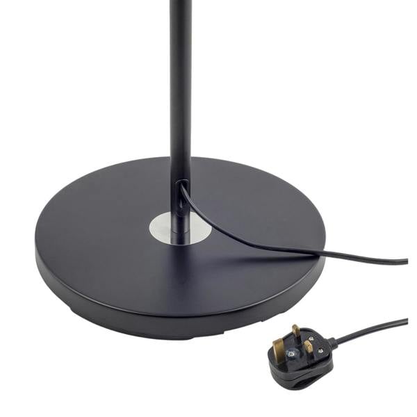 Classic Matte Black Floor Lamp with Metal Pull Switch and Cotton Shade Image 4