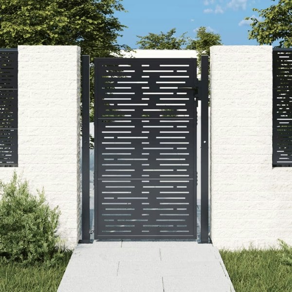 Berkfield Garden Gate Anthracite 105x130 cm Steel Square Design