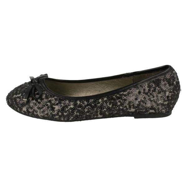 Spot On Girls Spot On Flat Bow Trim Sequined Ballerina