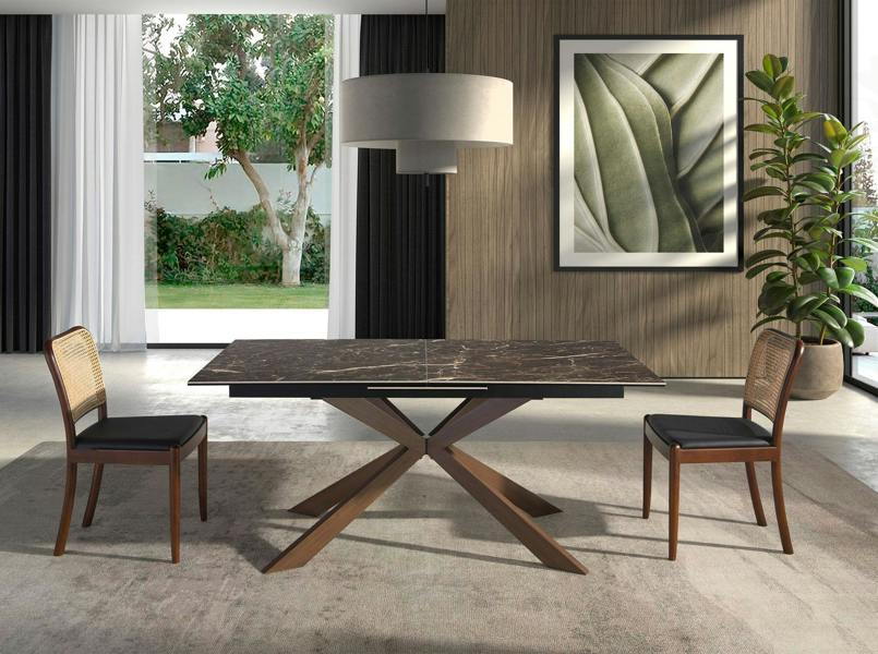 Angel Cerdá Rattan and Black Leatherette Chair 4094