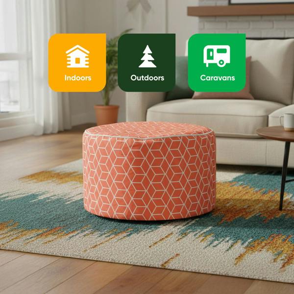 Gardenwize Outdoor Pouf Ottoman – Terracotta Cube Inflatable Footstool