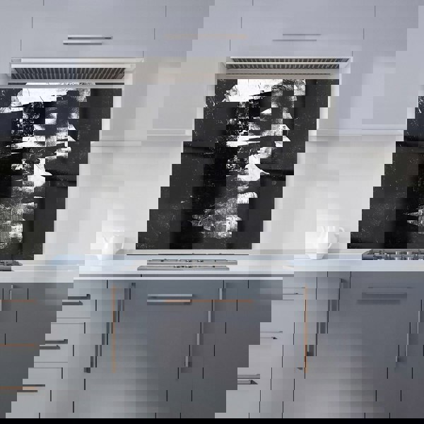 Warren Reed - Designer Fragmented Silhouette in Black and White Kitchen Splashback