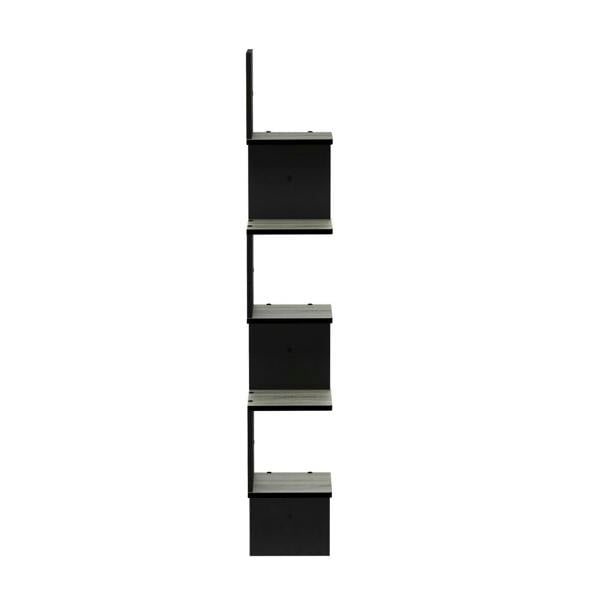 WALPLUS Rossi 5-Tier Wall Mount Floating Corner Square Shelf, French Oak Grey/Black perfect for organized storage and display