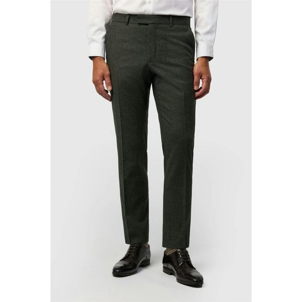 Ted Baker Tailored Fit Olive Texture Puppytooth Trousers