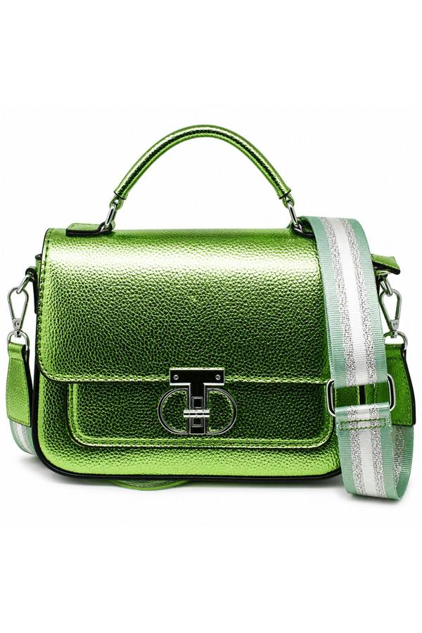 Kitise Metallic Crossbody Bag with Adjustable Wide Strap Turn Lock