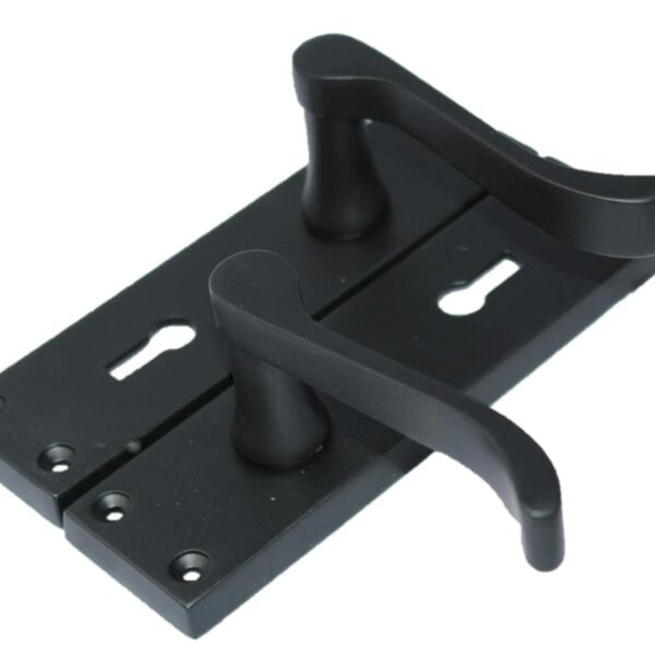 EDH Door Hardware Matt Black Victorian Scroll Door Handles – Handle Only, Handle + Lock or Lock Only – 150mm x 43mm