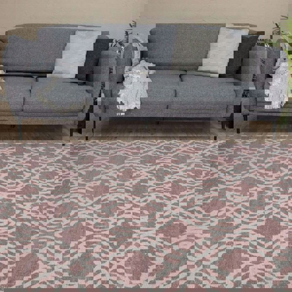 Machine Washable Flatweave Moroccan Rug Pink