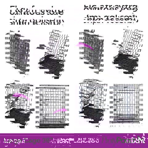 ProKleen Pretty Pooch Dog Crate Large Cage Puppy Cat Pet Training Tray Double Door and Bed With Two Cloths