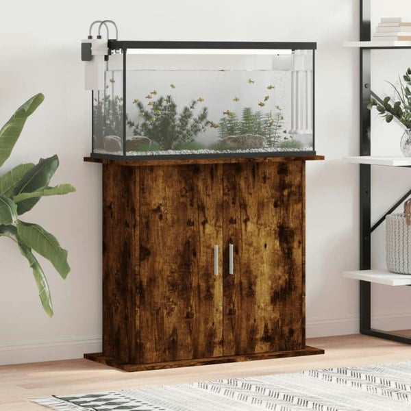 Berkfield Aquarium Stand Smoked Oak 81x36x73 cm Engineered Wood