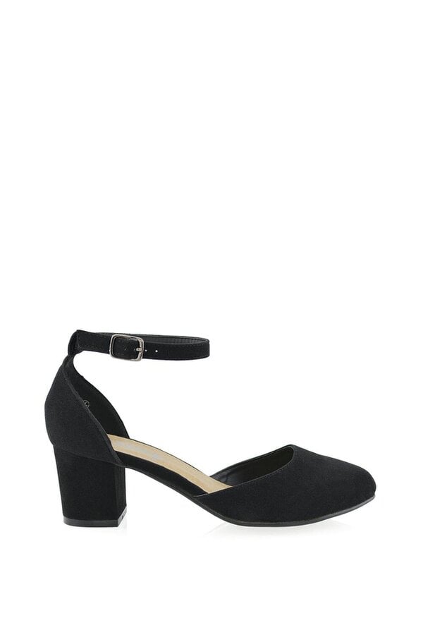 XY LONDON Chunky Strappy Mid Block High Heels Court Shoes