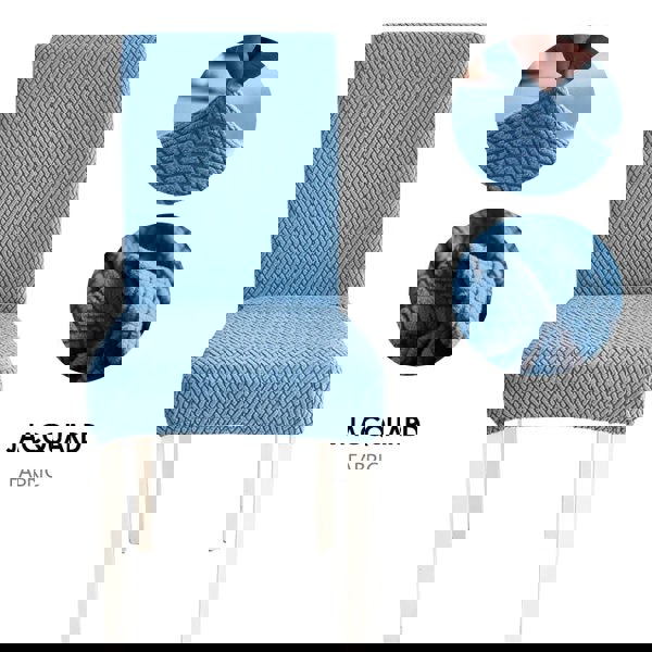 Anyseat Blue Knitted Design Elastic Chair Cover for Dining Room