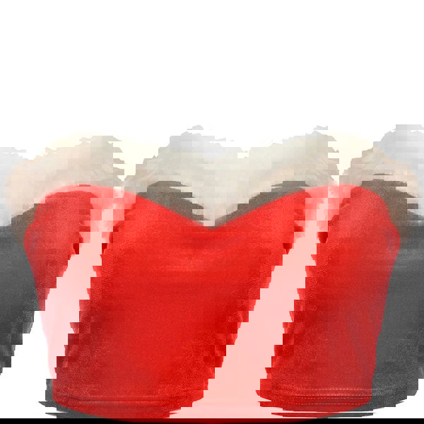 Threadbare Womens Santa Christmas Velour Bandeau Crop Top With Faux Fur Trim In Red