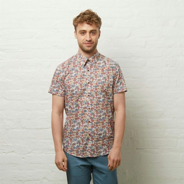 Gabicci V54GW04 Mens Harvey Short Sleeve Pattern Shirt Gabicci Vintage - AQUA