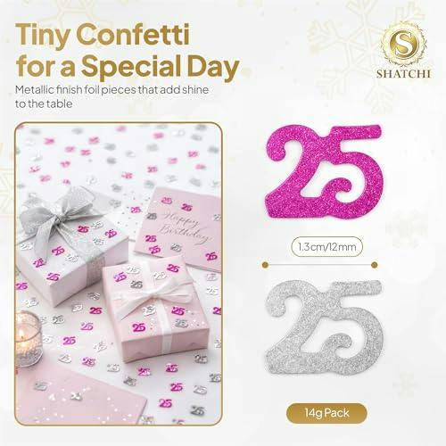 Pink and Silver 25th Birthday Confetti Table Decoration Range for Parties and Celebrations image 4