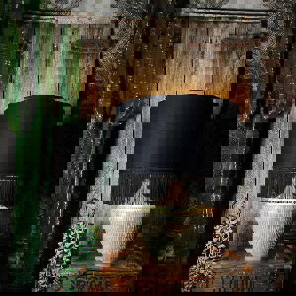 Love Frankie black cotton gold lining fringing lamp