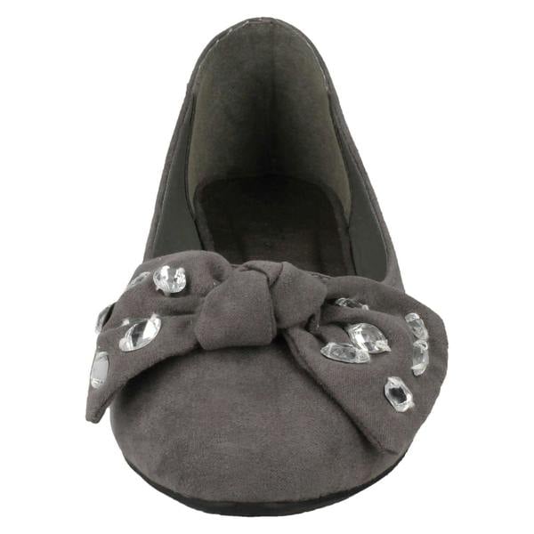 Spot On Ladies Spot On Jewel Bow Ballerina Shoes