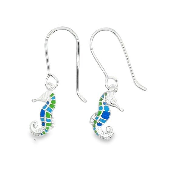 Reeves & Reeves Enamel Seahorse Drop Earrings
