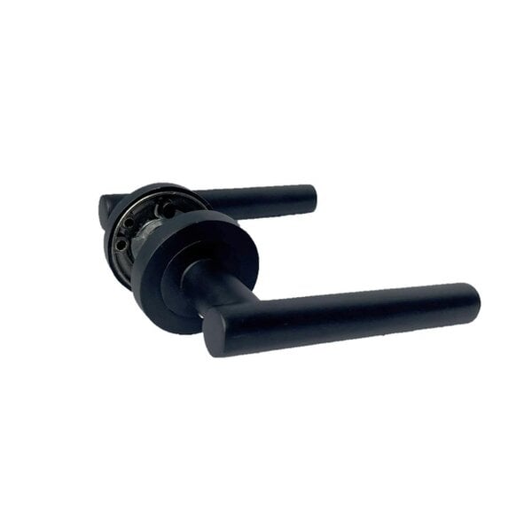 EDH Door Hardware Matt Black T Bar Door Handles on Round Rose – Straight Lever Handle 6 Pairs