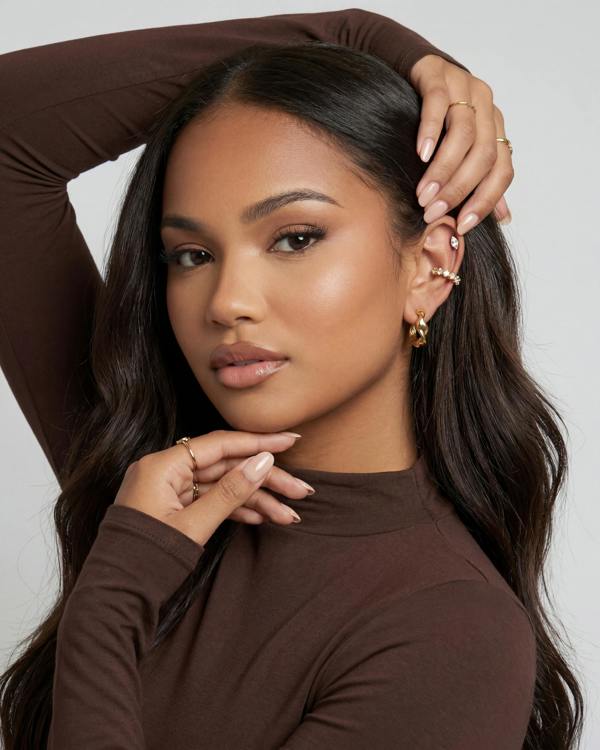 Elk & Bloom Dainty 14k Gold Solitaire Tennis Hoop Ear Cuff