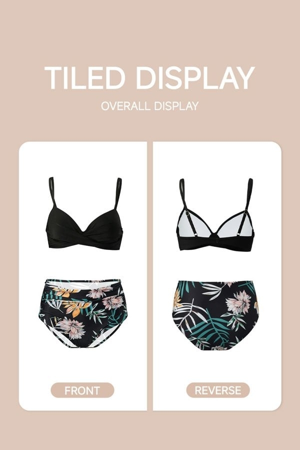 Modishion High-waisted Two-Piece Swimsuit Set