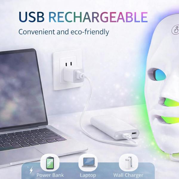 Dragodirect LED Light Therapy Face Mask 7 Colors for Clear Skin and Anti Aging
