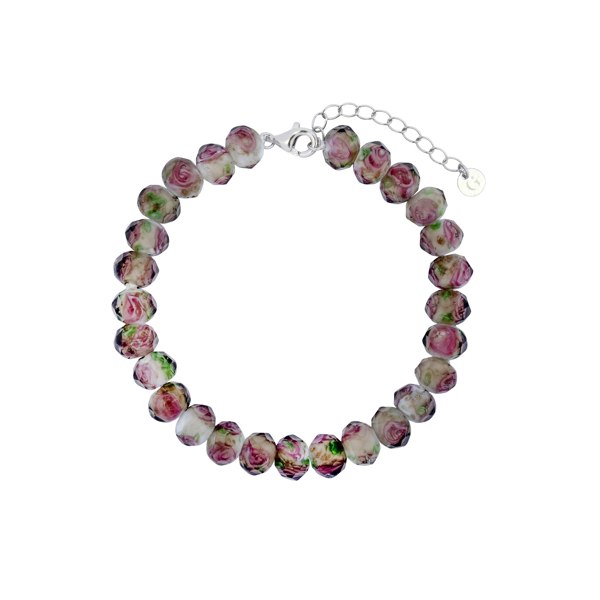 Gold Trip Spring Rose Glass Beaded Bracelet
