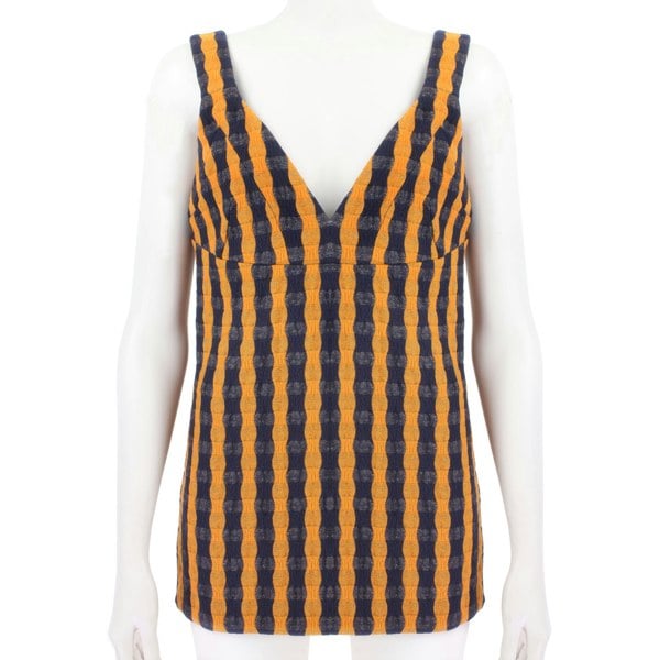 Victoria Beckham runway collection camisole top A textured gingham pattern in orange and midnight blue