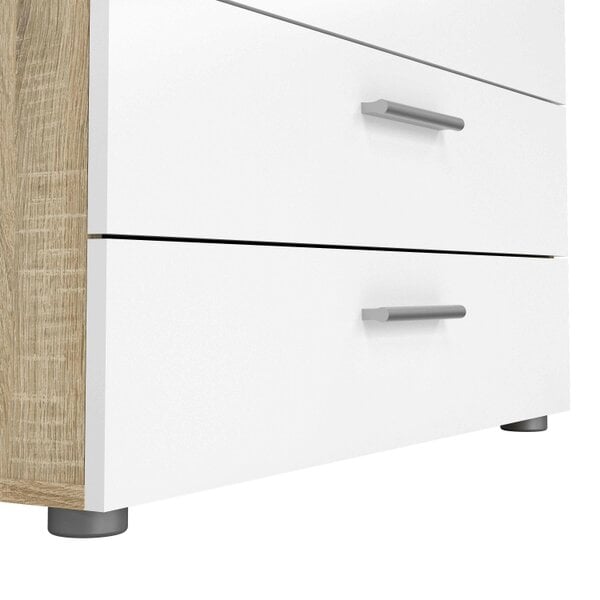 Wyld Haus Daejeon White and Natural Oak Effect Wood Chest of 4 Drawers