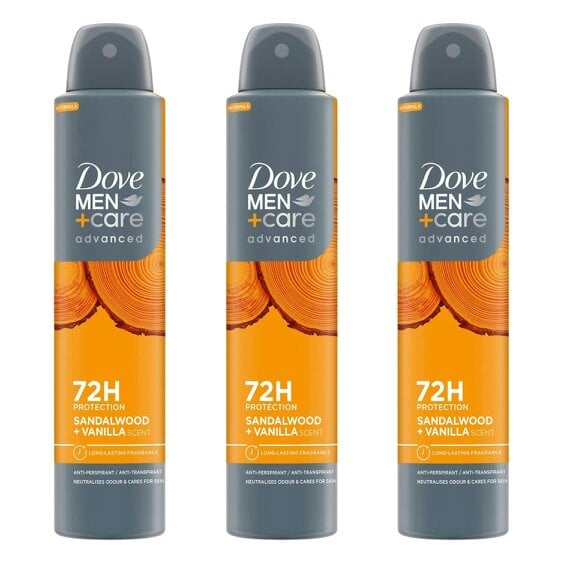 Dove Men+Care Advanced Anti Perspirant Deo Spray Sandalwood + Vanilla, 3x200ml