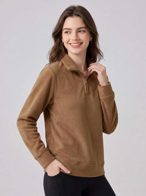 Anniou Women's Fleece Pullover Sweatshirt - Coffee
