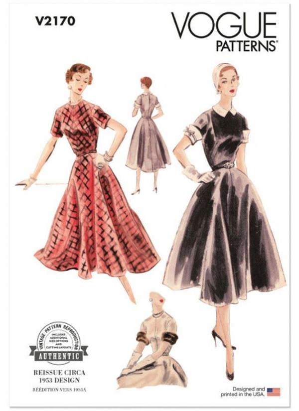 Vogue Sewing Pattern 2170, Dresses, Vintage Style for Women, N5 (10-12-14-16-18) - Easy
