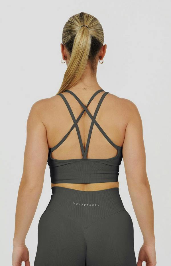 V3 Apparel Form Seamless Scrunch Shorts & Sports Bra Set - Slate Grey