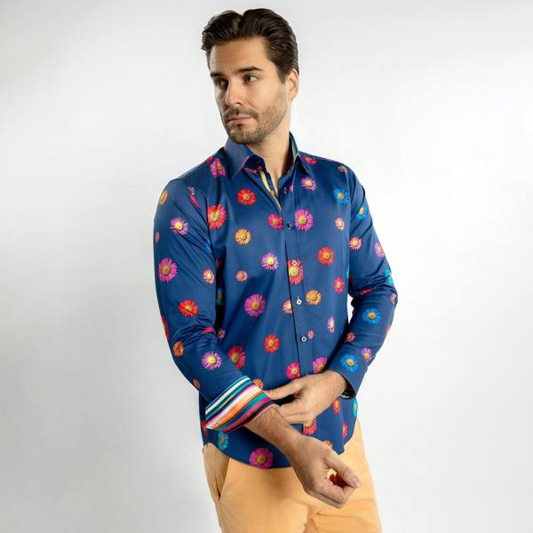 DAISY FLOWER PRINT SHIRT - Premium Men's Patterned Shirt by Claudio Lugli | Bold Design, Tailored Fit, Best Printed Shirts
